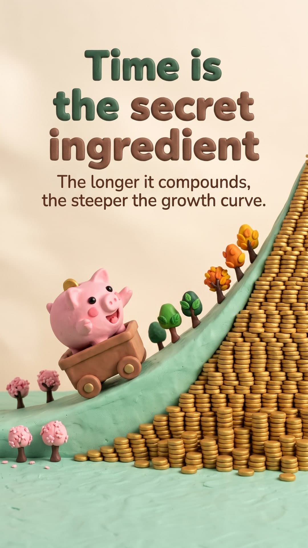 How does compound interest work? — slide 4: Time is the secret ingredient. The longer it compounds, the steeper the growth curve.